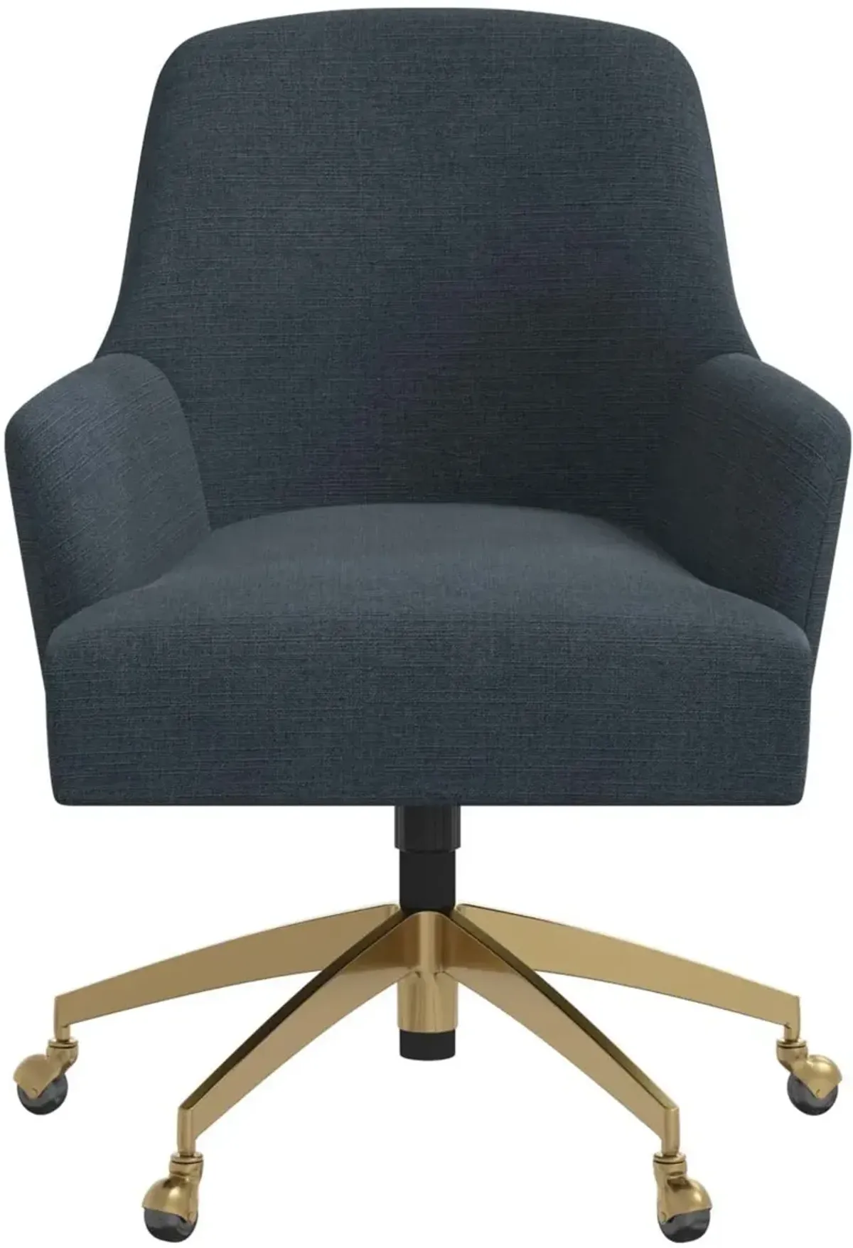 Shelby Linen Navy Office Chair with Gold Base