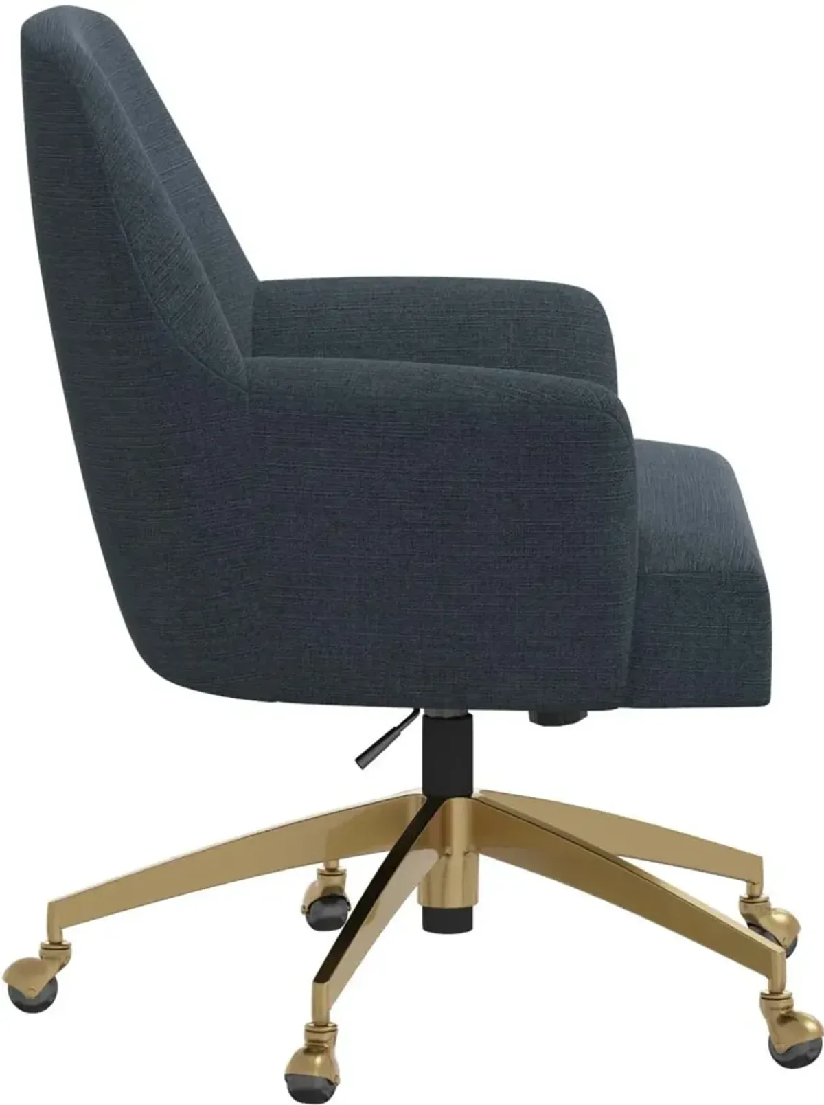 Shelby Linen Navy Office Chair with Gold Base