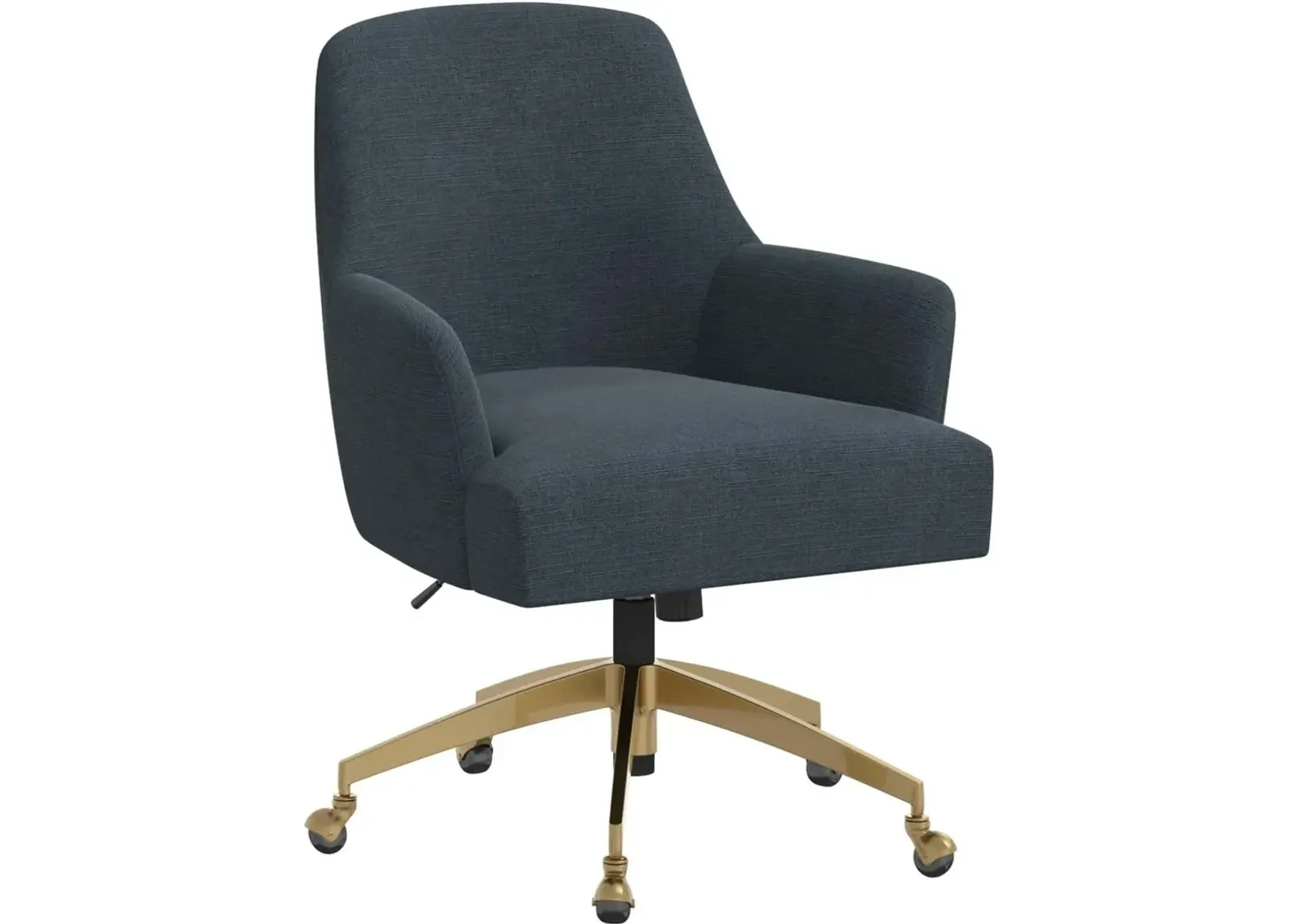 Shelby Linen Navy Office Chair with Gold Base