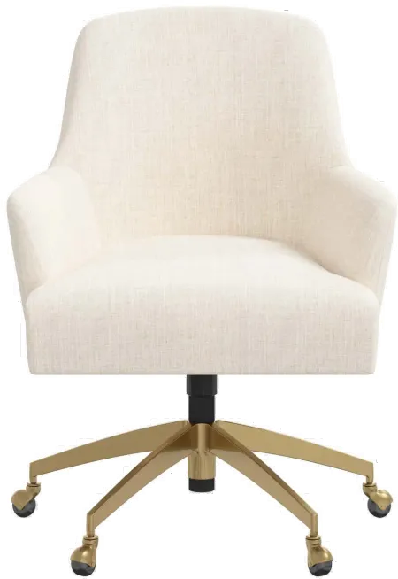Shelby Linen Talc Office Chair with Gold Base