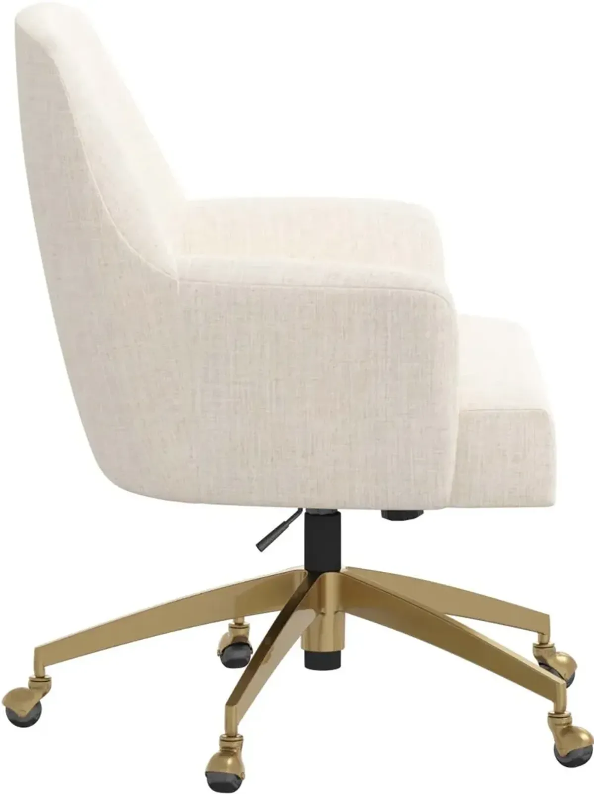 Shelby Linen Talc Office Chair with Gold Base