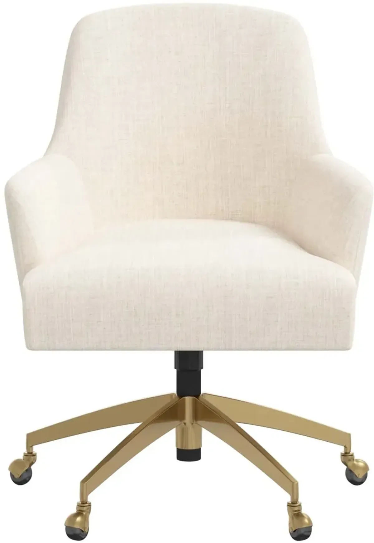 Shelby Linen Talc Office Chair with Gold Base