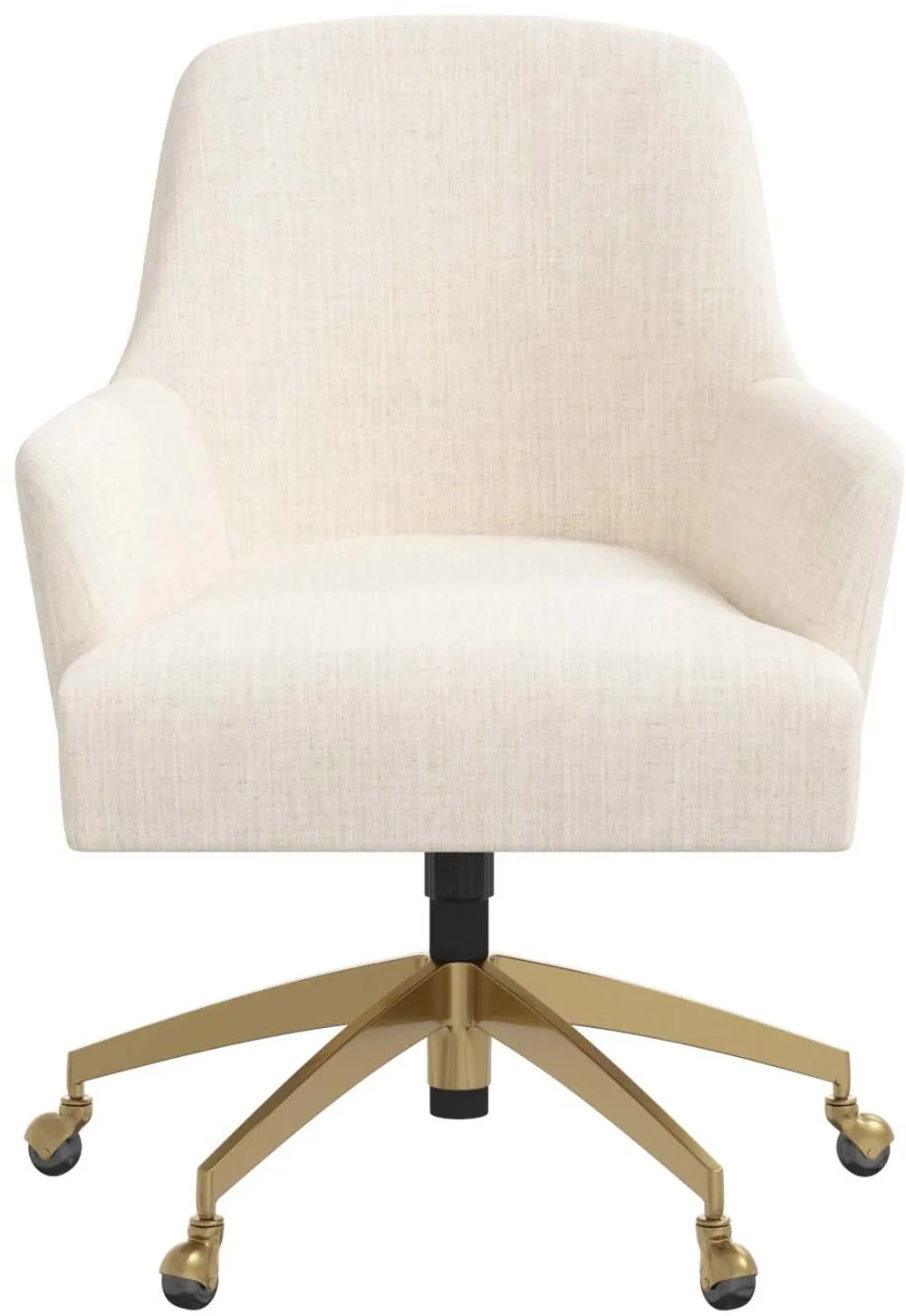 Shelby Linen Talc Office Chair with Gold Base