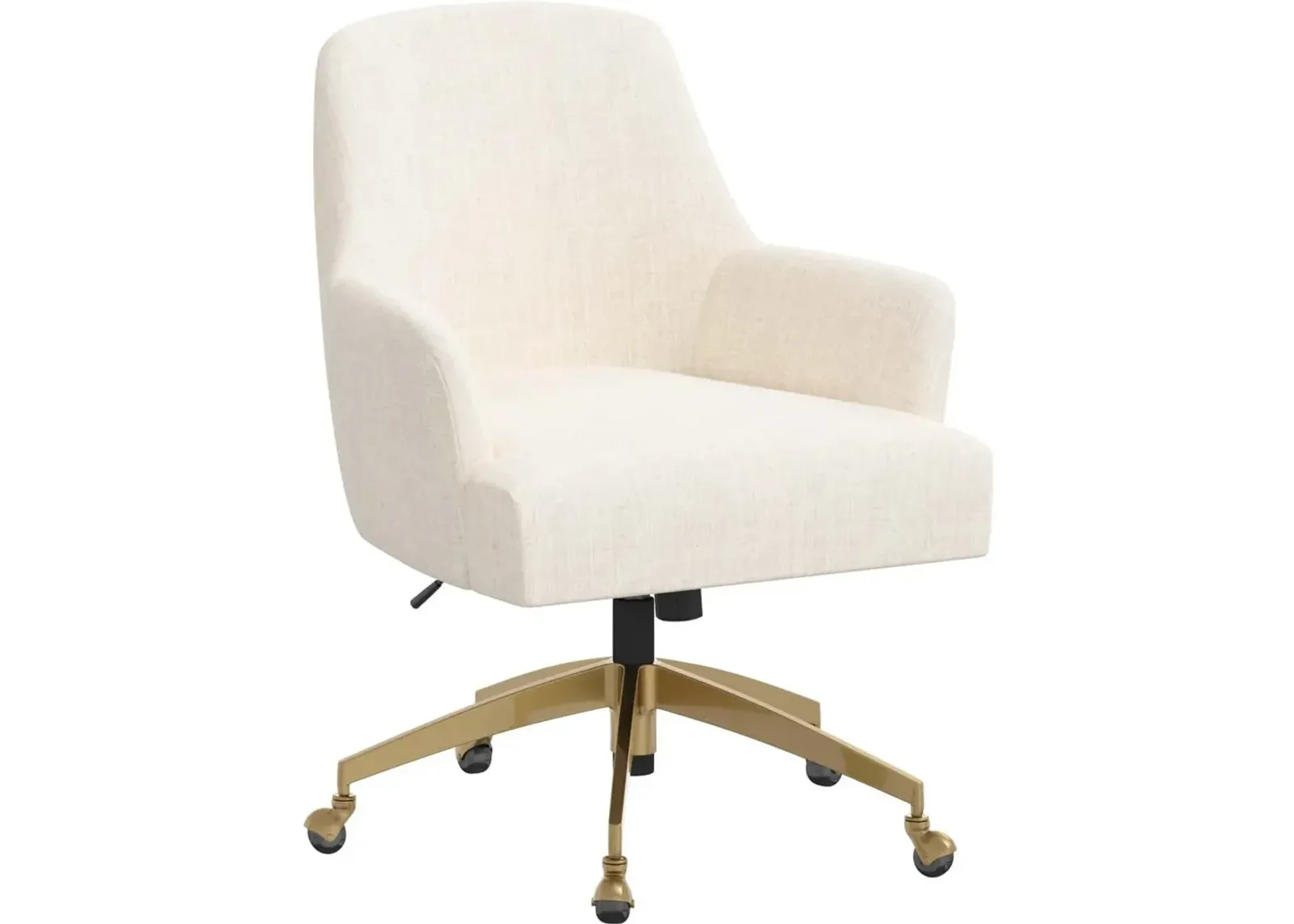 Shelby Linen Talc Office Chair with Gold Base