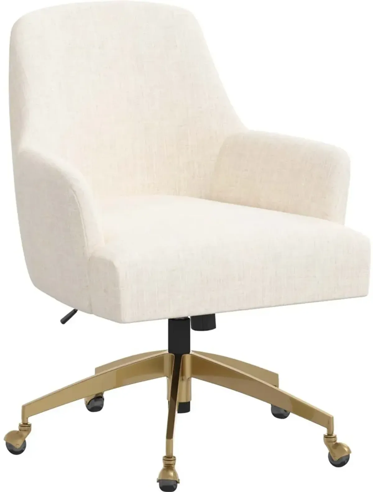 Shelby Linen Talc Office Chair with Gold Base