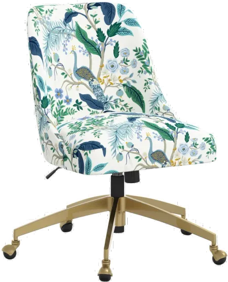Rifle Paper Co. Oxford Blue Peacock Office Chair