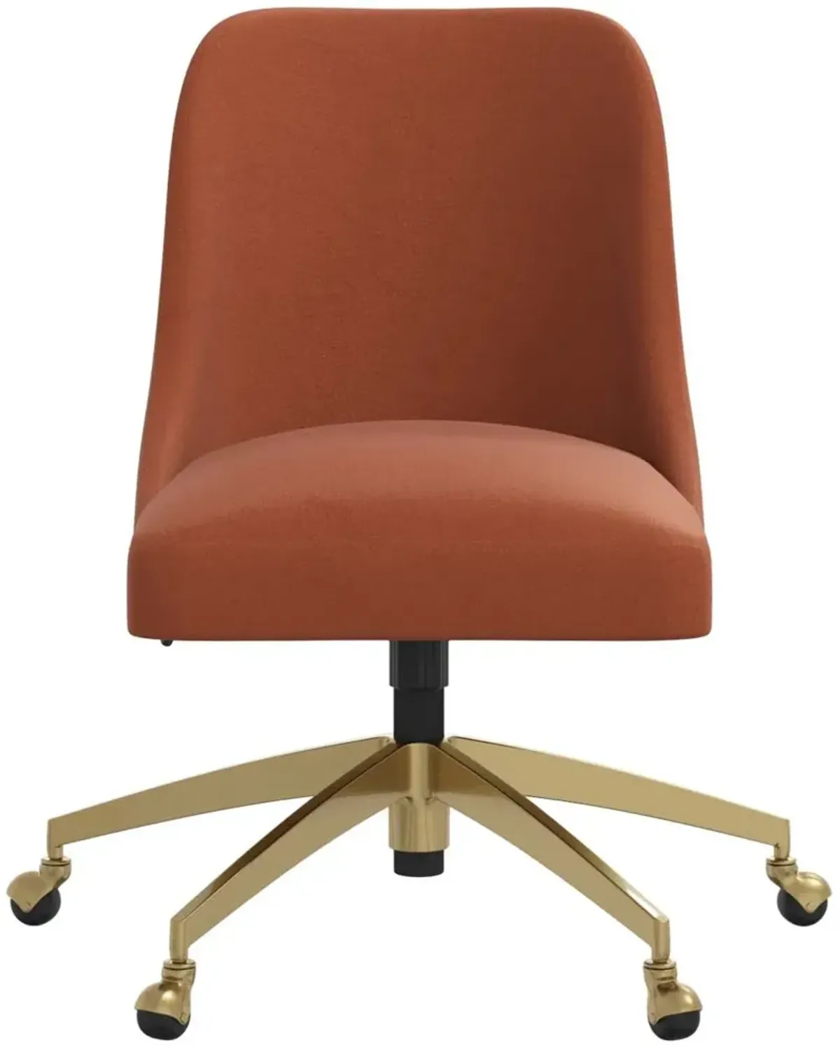 Angela Velvet Burnt Orange Gold Base Office Chair