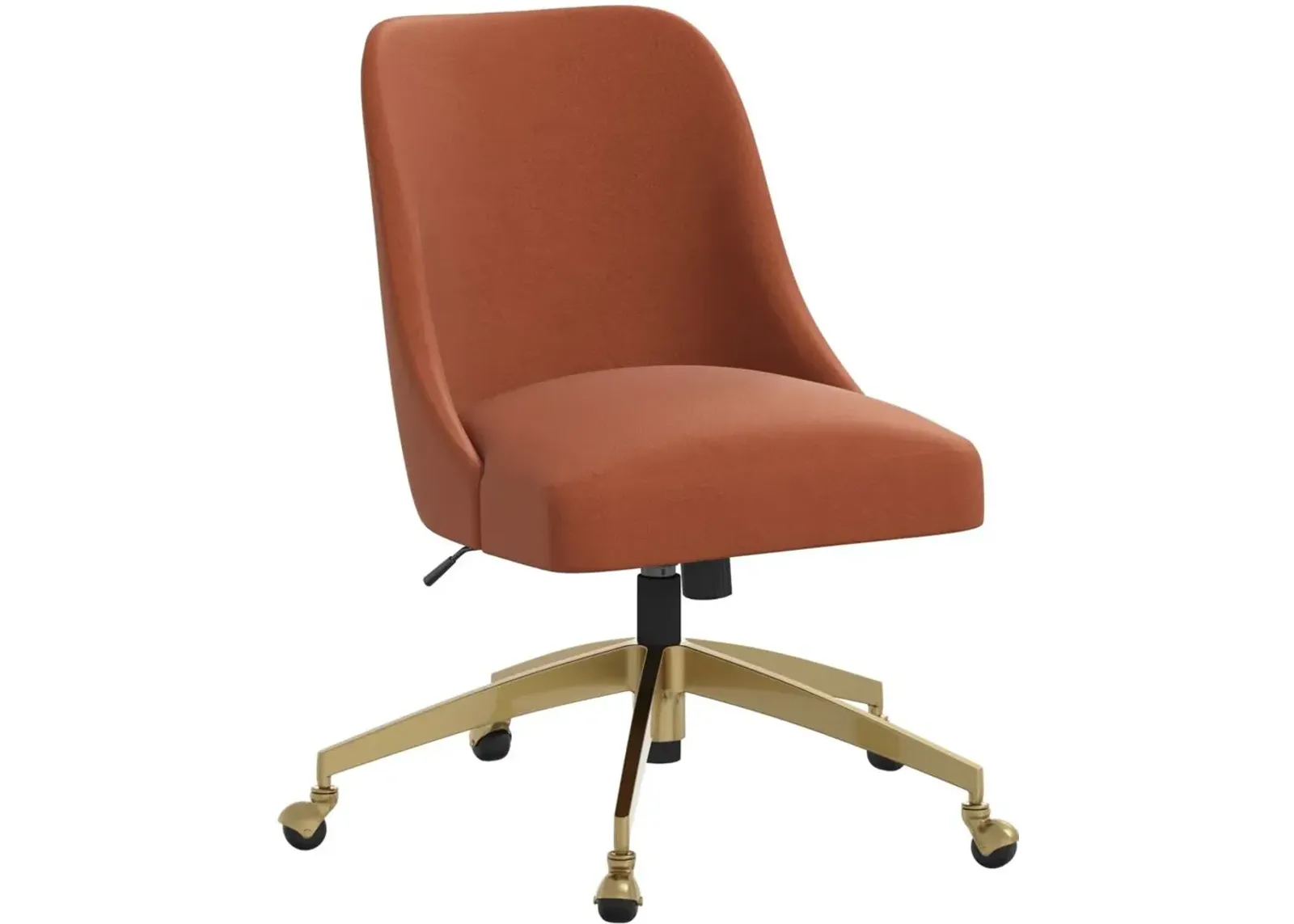 Angela Velvet Burnt Orange Gold Base Office Chair