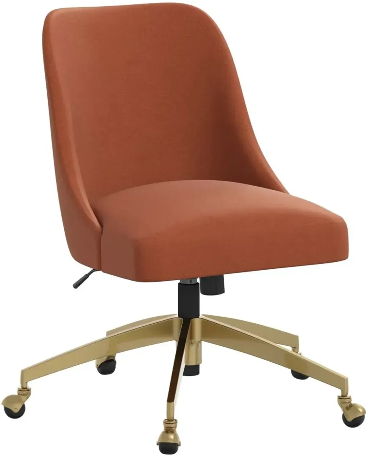 Angela Velvet Burnt Orange Gold Base Office Chair