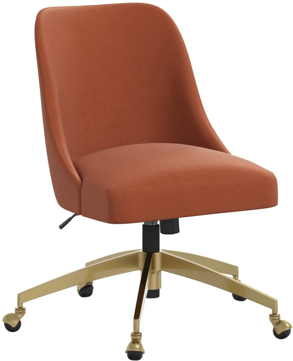 Angela Velvet Burnt Orange Gold Base Office Chair