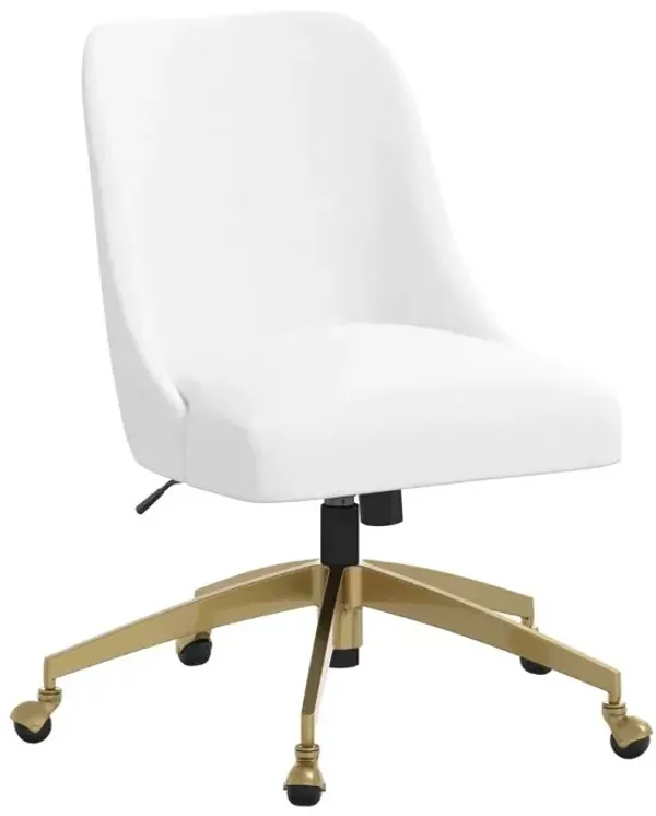 Angela Velvet White Gold Base Office Chair