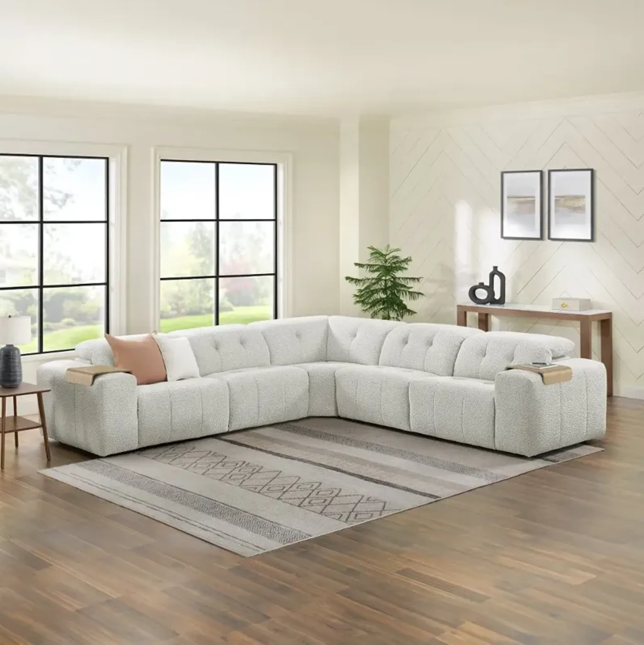 Azalea Beige 5 Piece Power Reclining Sectional Rc Willey | Furniture.com