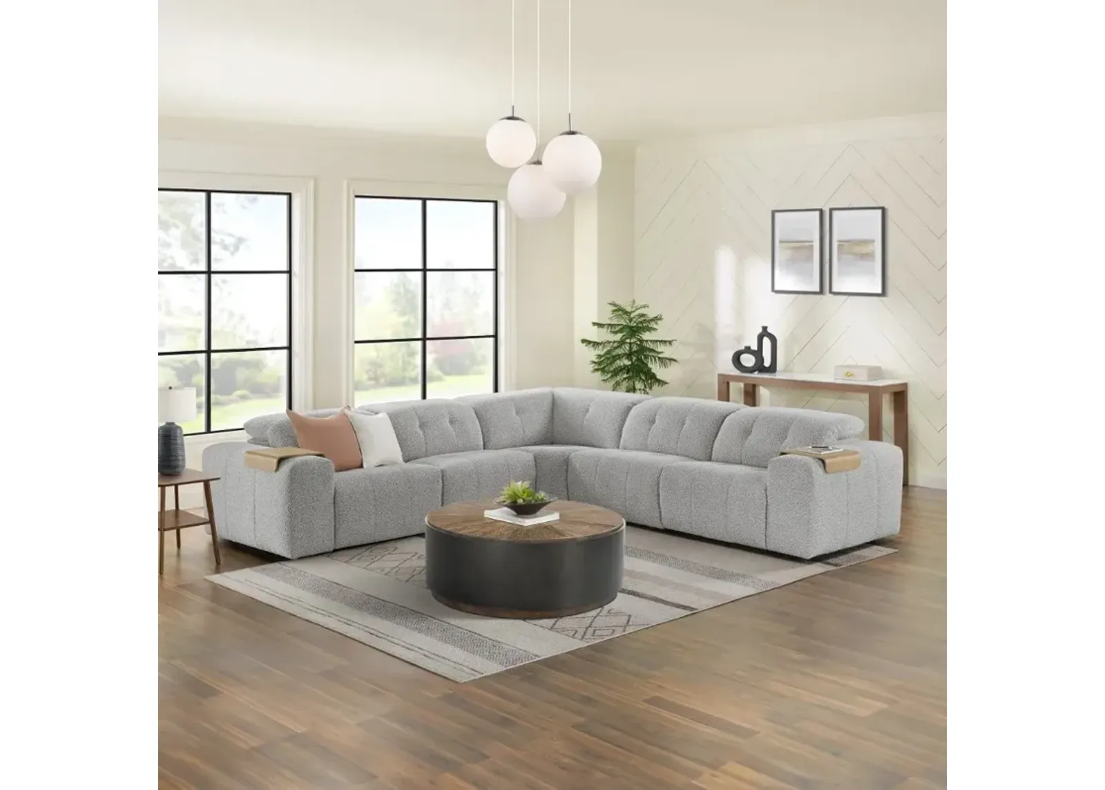 Azalea Shadow Gray 5-Piece Power Reclining Sectional