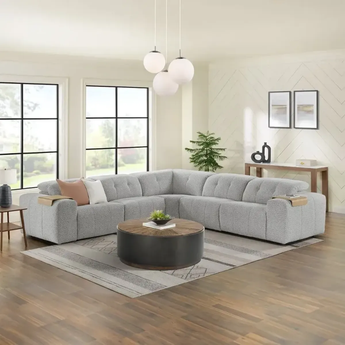 Azalea Shadow Gray 5-Piece Power Reclining Sectional