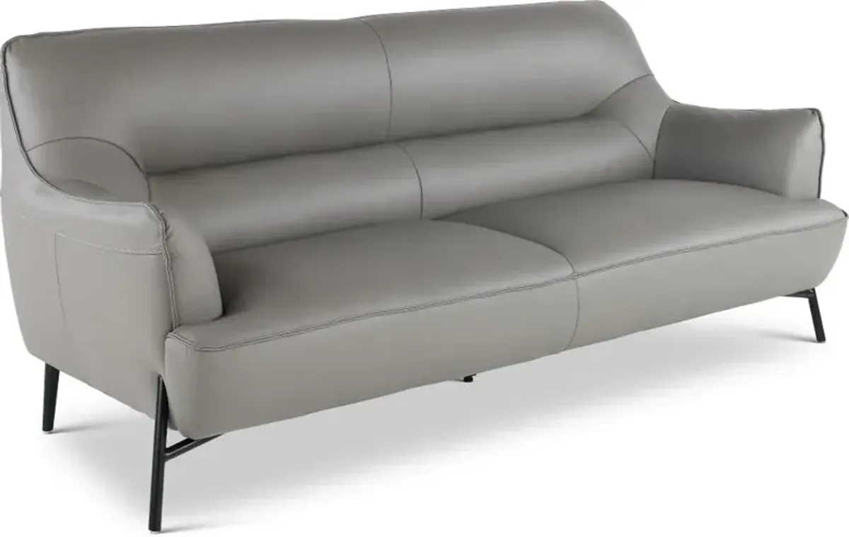 Sassari Gray Leather Sofa