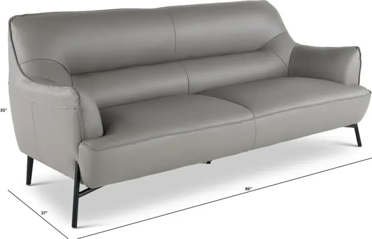 Sassari Gray Leather Sofa