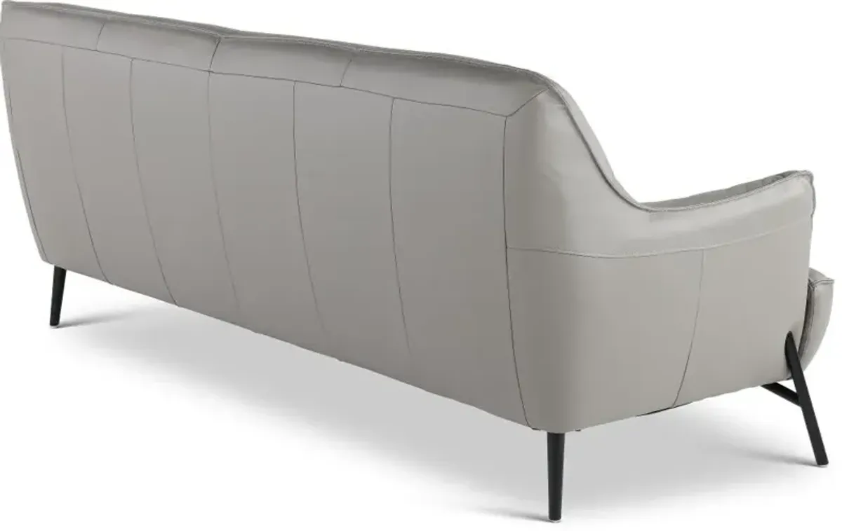 Sassari Gray Leather Sofa