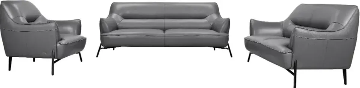 Sassari Gray Leather Sofa