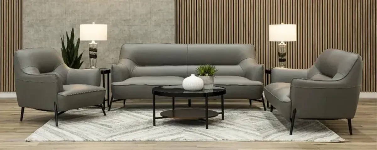 Sassari Gray Leather Sofa