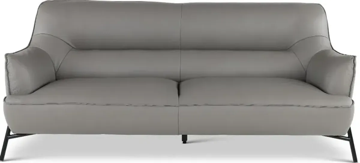 Sassari Gray Leather Sofa