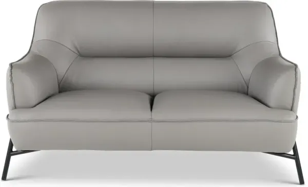 Sassari Gray Leather Loveseat