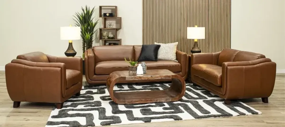 Omaha Brown Leather Loveseat