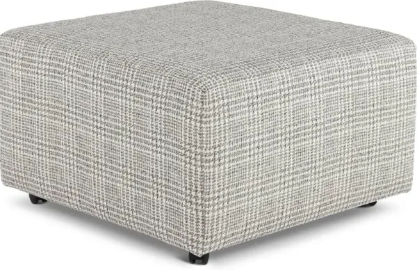 Celadon Gray Plaid Cocktail Ottoman