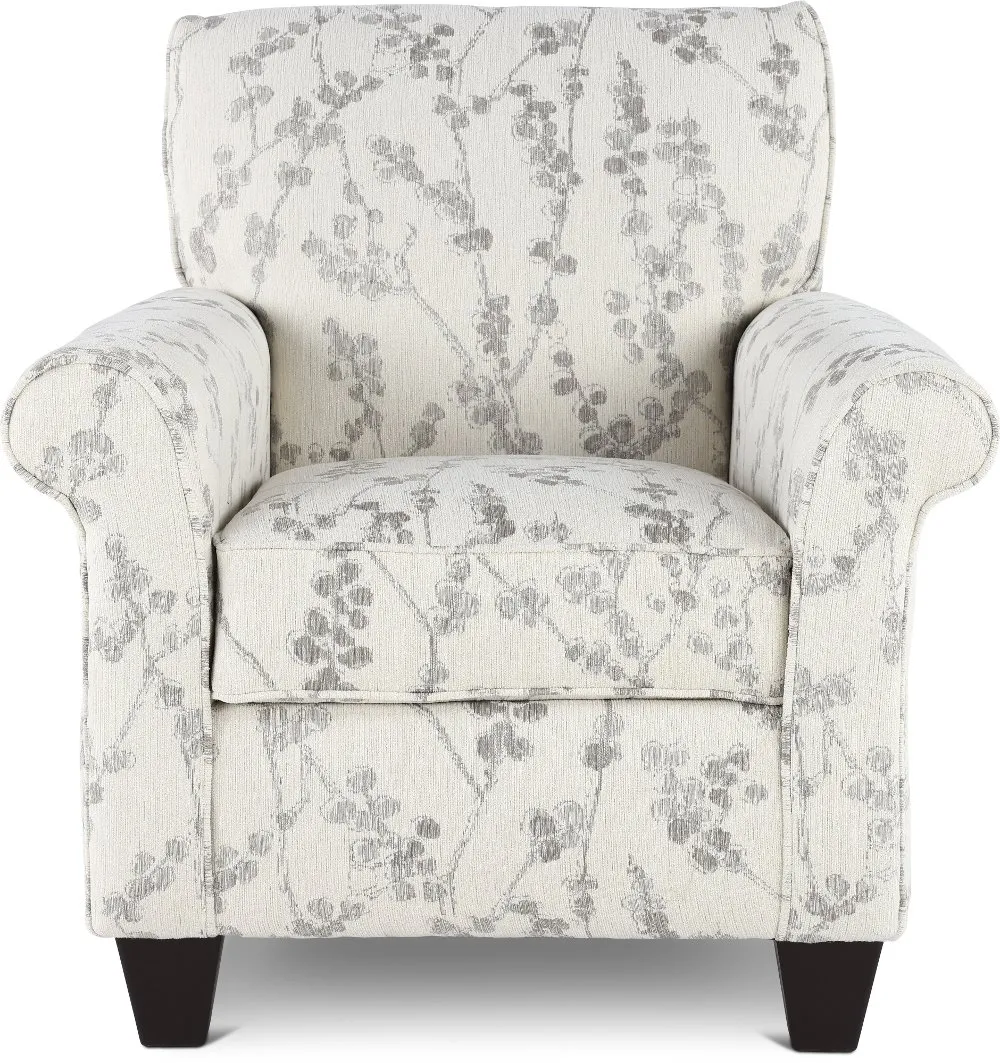 Celadon Linen White and Gray Accent Chair