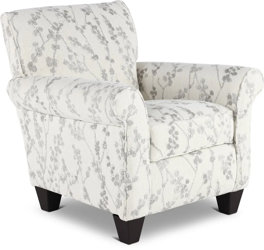 Celadon Linen White and Gray Accent Chair