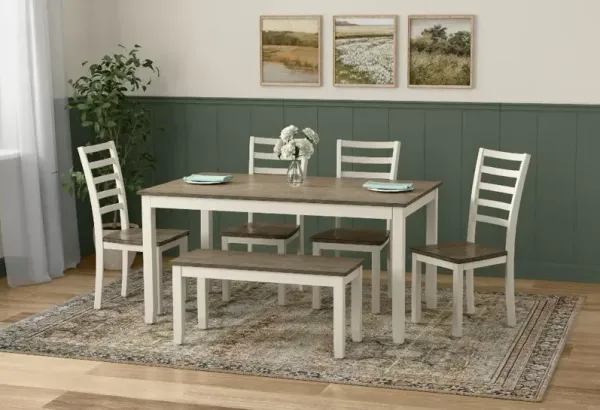 Denece White and Warm Gray 7 Piece Dining Set