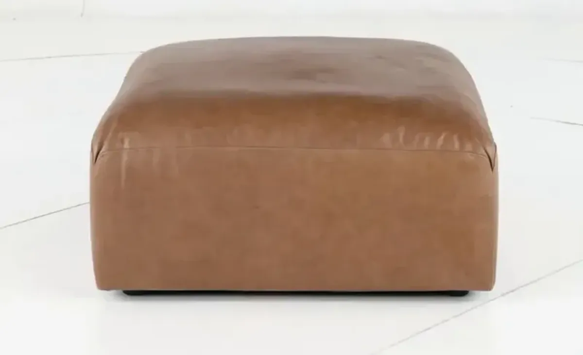 Acadia Taupe Leather Ottoman