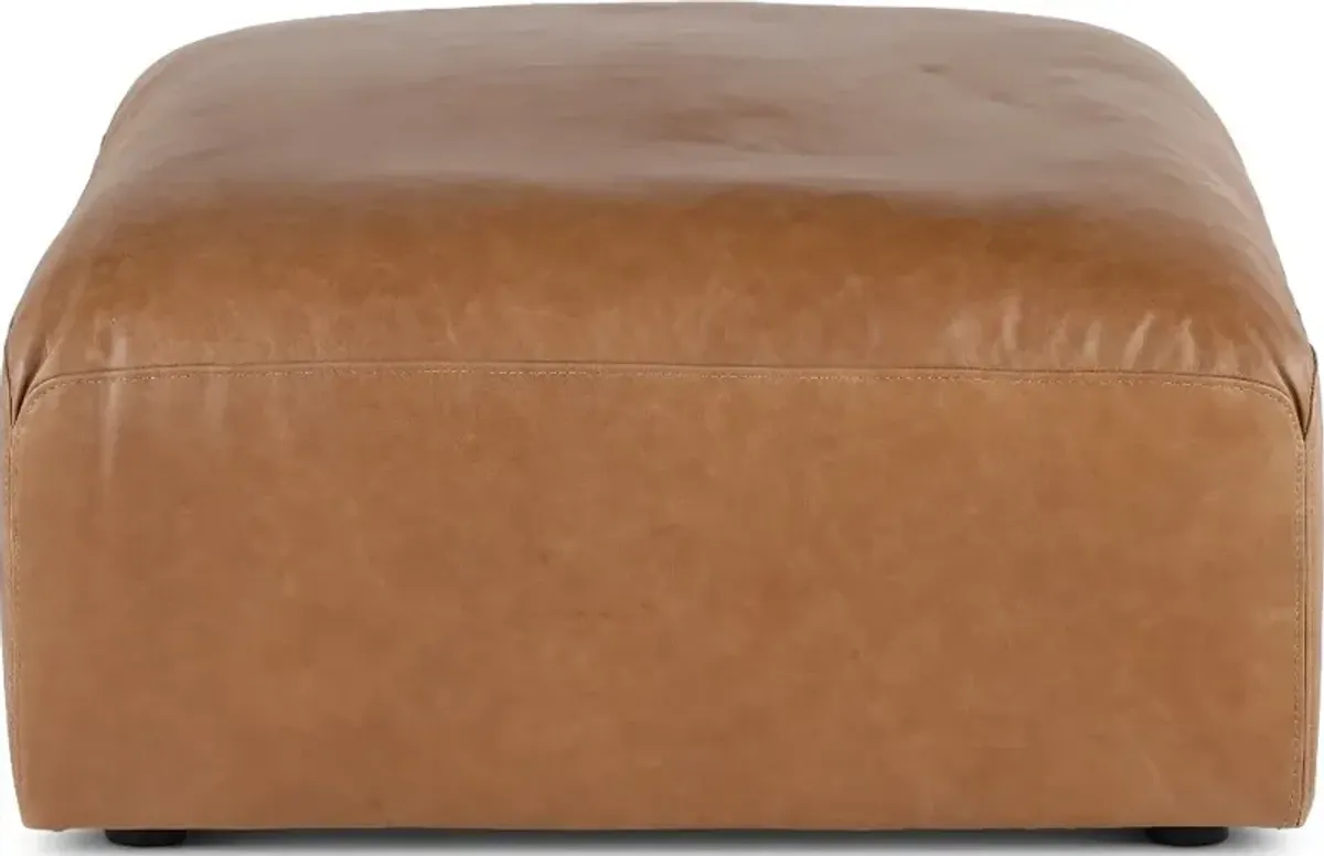 Acadia Taupe Leather Ottoman