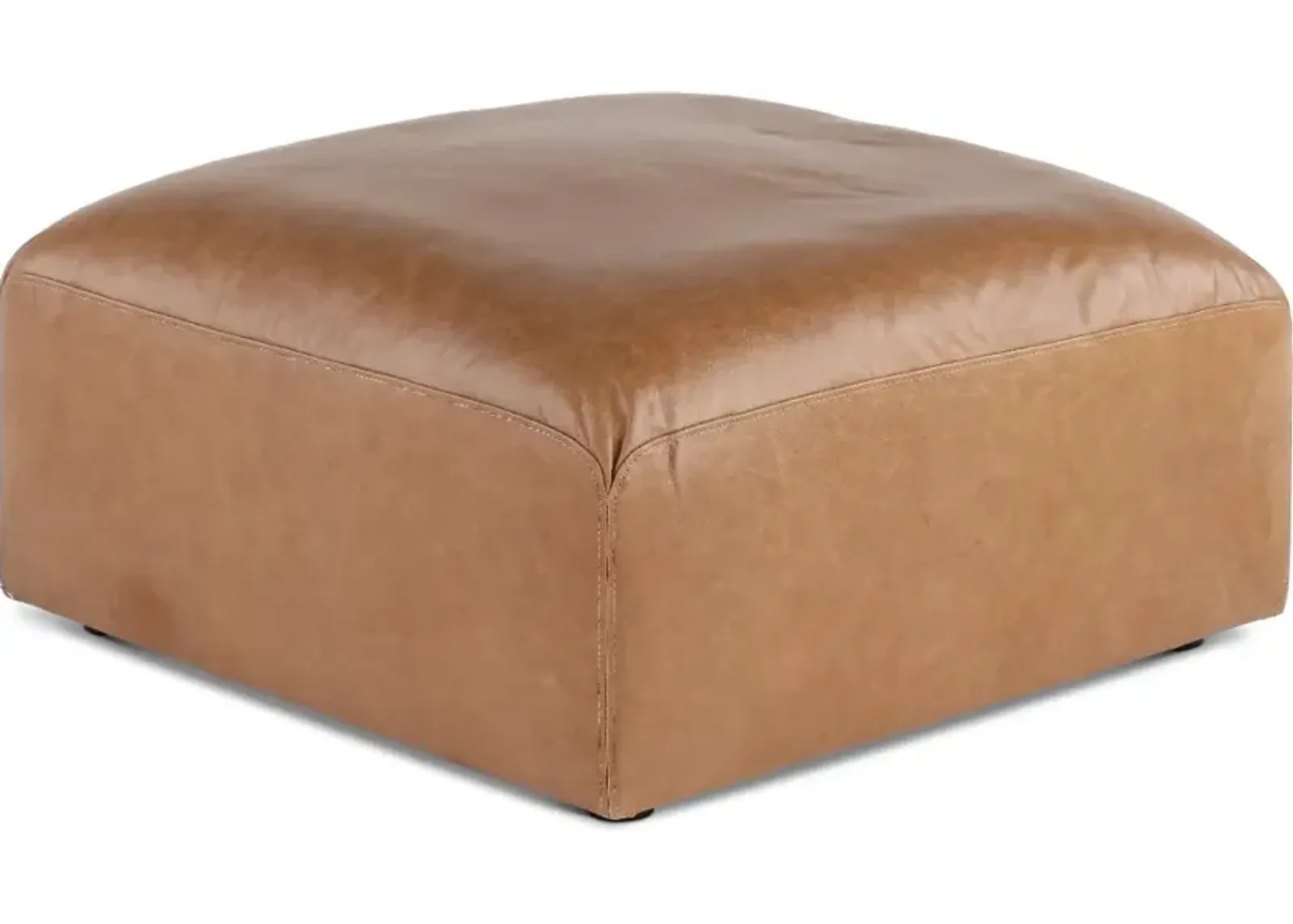 Acadia Taupe Leather Ottoman