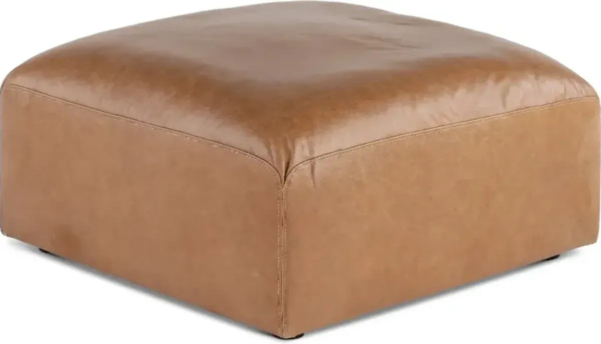 Acadia Taupe Leather Ottoman