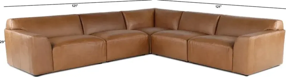 Acadia Taupe Leather 5 Piece Sectional