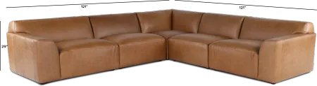 Acadia Taupe Leather 5 Piece Sectional