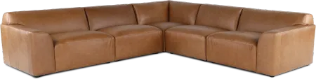 Acadia Taupe Leather 5 Piece Sectional