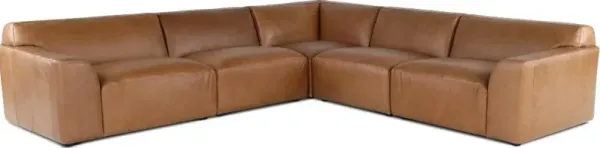 Acadia Taupe Leather 5 Piece Sectional
