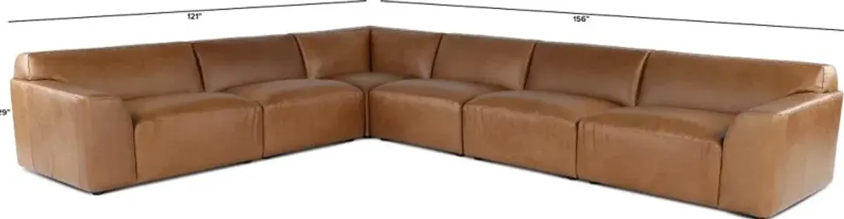 Acadia Taupe Leather 6 Piece Sectional