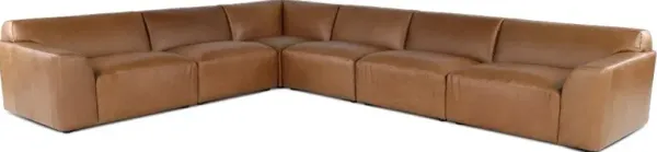 Acadia Taupe Leather 6 Piece Sectional
