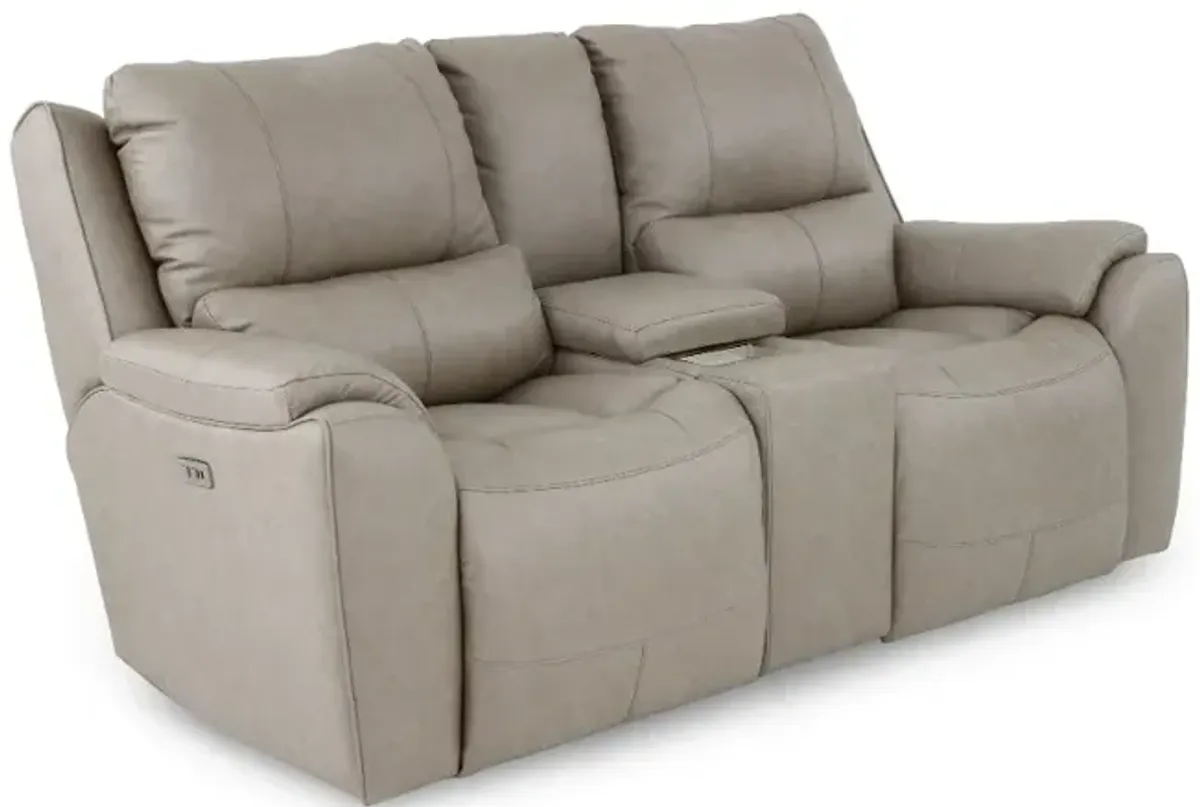 True Grit Platinum Power Reclining Loveseat with Console