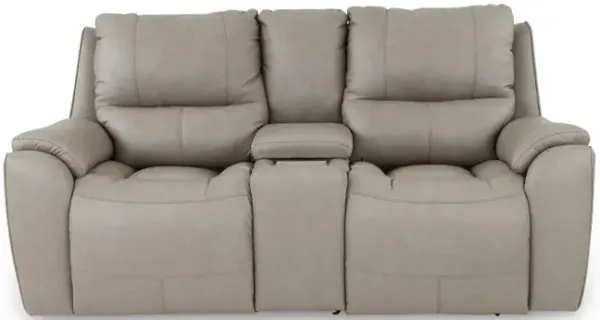 True Grit Platinum Power Reclining Loveseat with Console