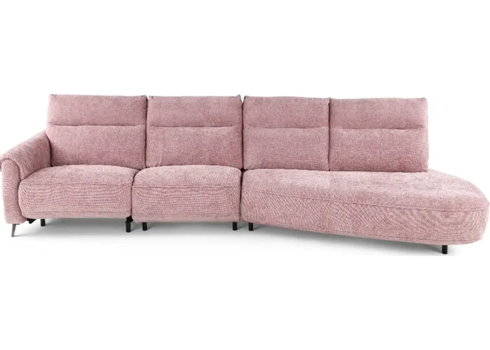 Parisian Rose Power Reclining Sofa with Attached Right Side Ottoman