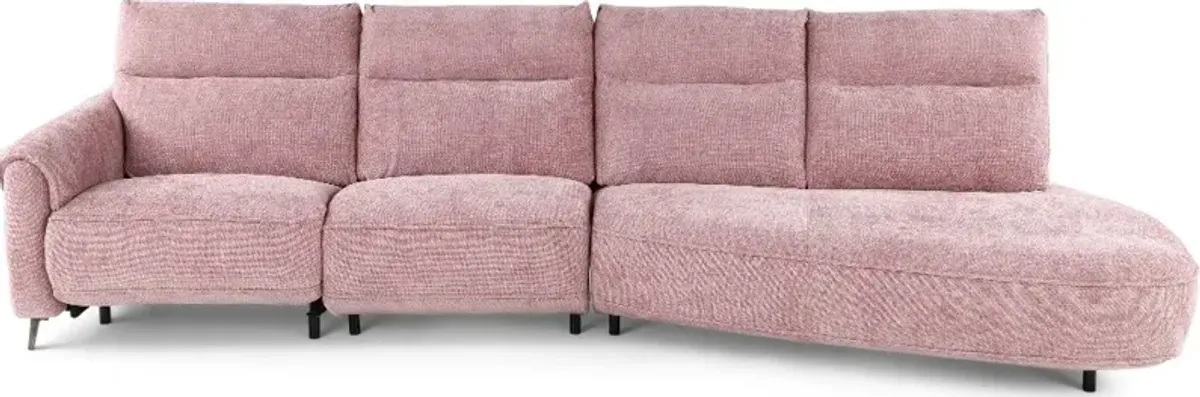 Parisian Rose Power Reclining Sofa with Attached Right Side Ottoman