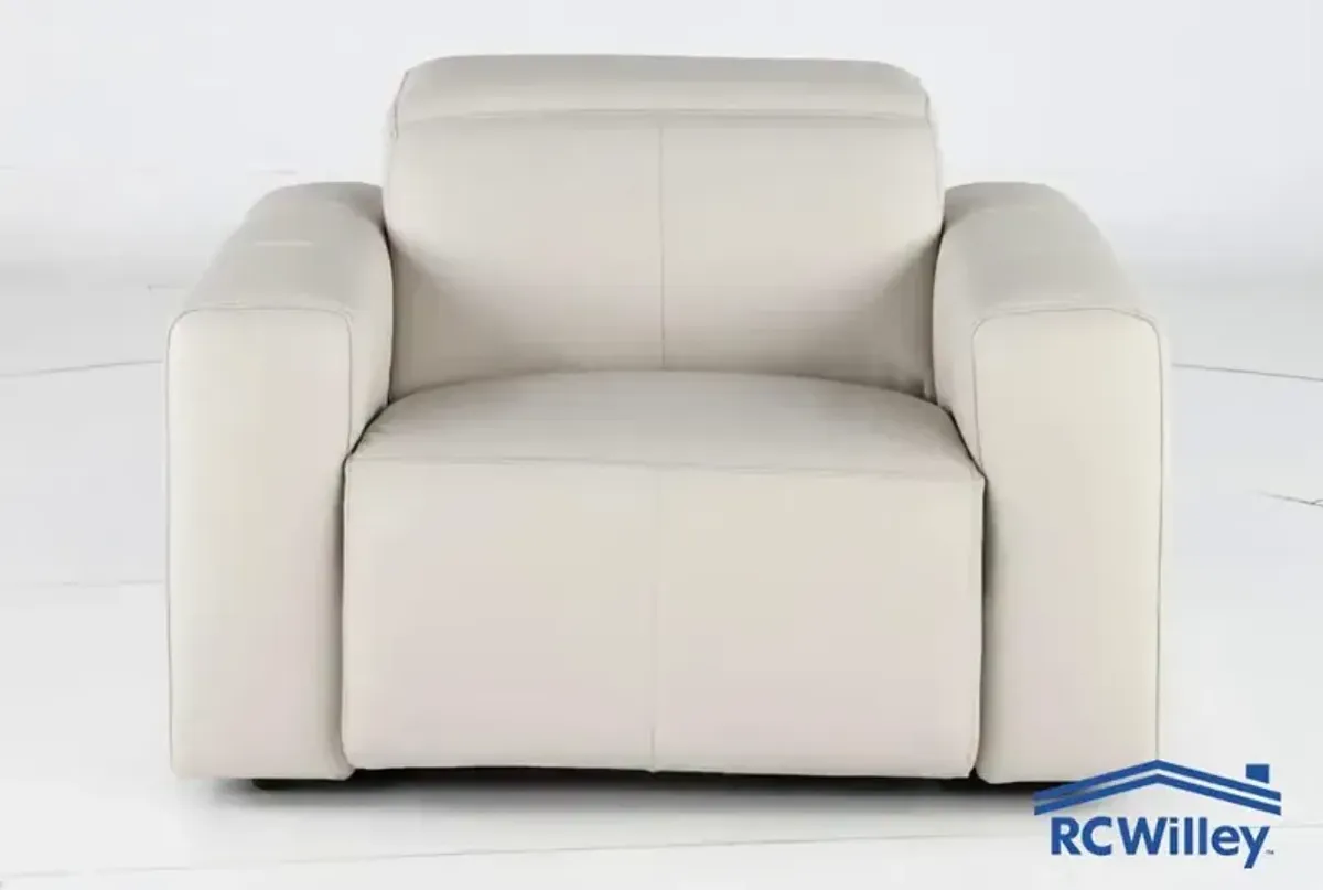 Airy Pebble White Power Recliner