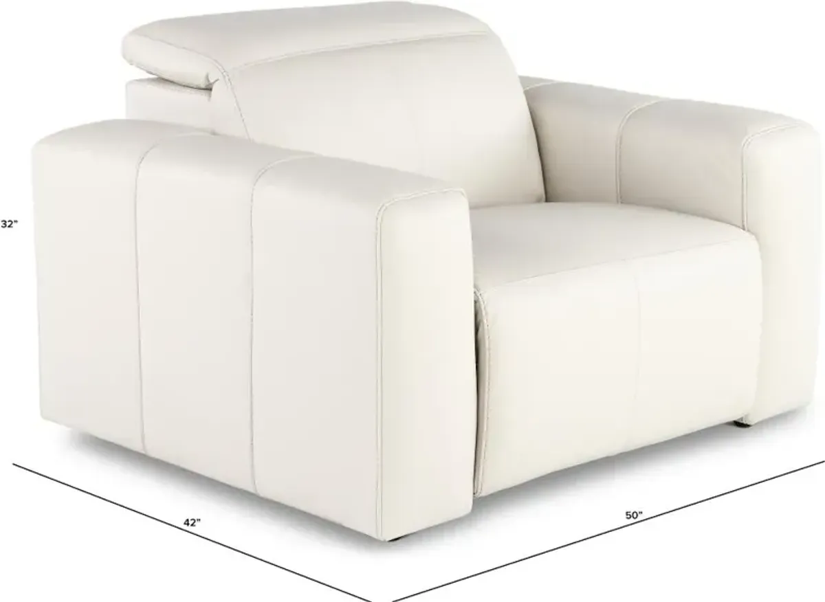 Airy Pebble White Power Recliner