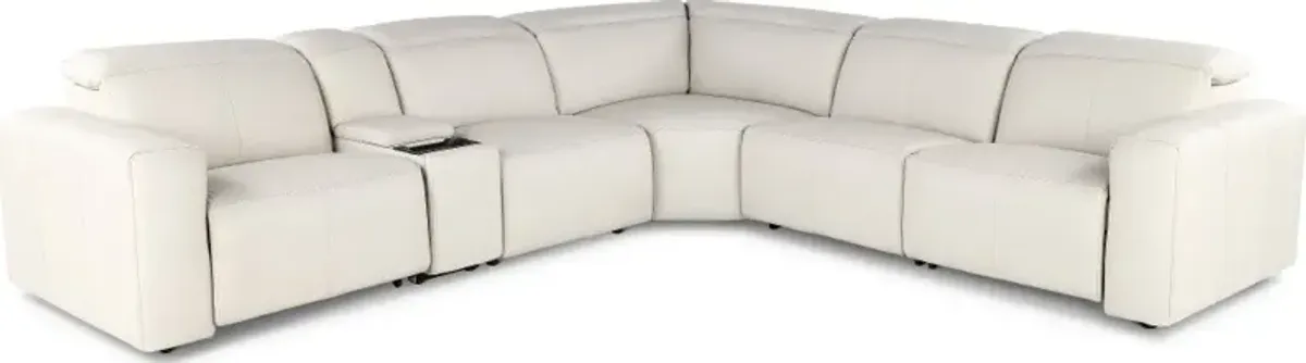 Airy Pebble White 6-Piece Power Reclining Sectional