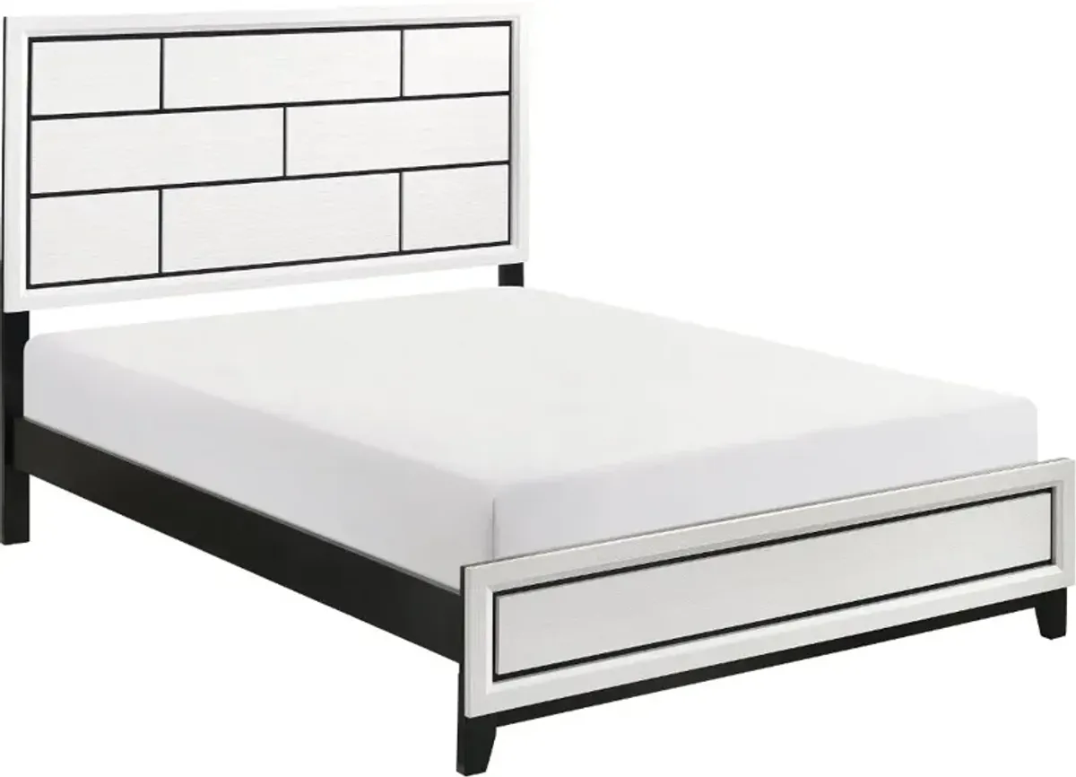 Davi White and Black Queen Bed
