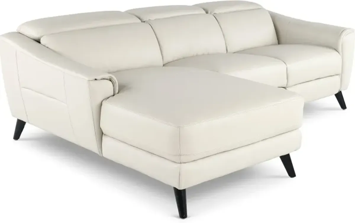 Charm Beige Leather 2-Piece Power Reclining Sectional