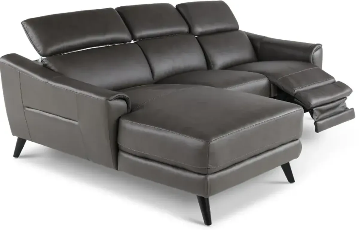 Bergen Dark Gray Power Reclining Sofa with Chaise